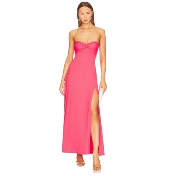 Susana Monaco Dresses & Skirts - Susana Monaco Twist Front Strapless Maxi Dress Watermelon Size S‎ Side Split NWT